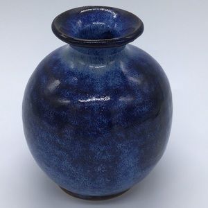 Pottery Art Studio Blue Drip Glaze Vase